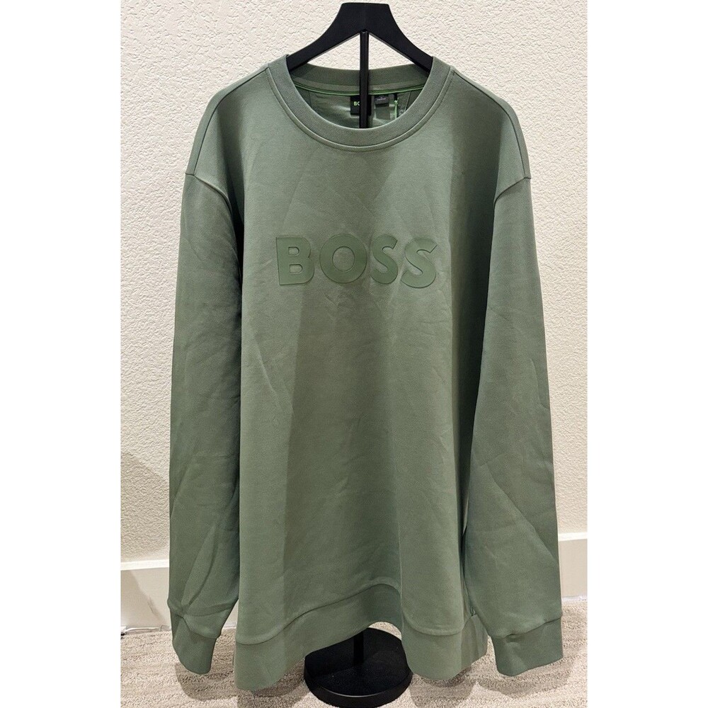 Hugo Boss Men’s Big & Tall Salbo Crewneck Green Sweatshirt . Size 4XT